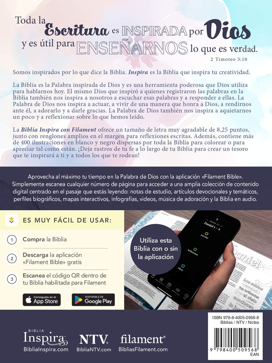 Biblia NTV Inspira con Filament paraíso floral 8.25pt