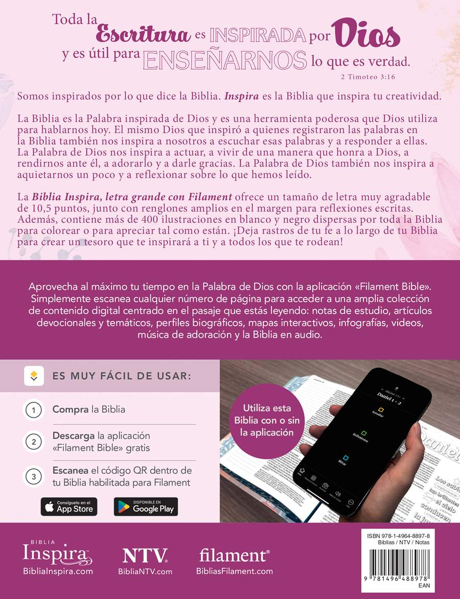Biblia NTV Inspira con Filament primaveral grande 10.5pt