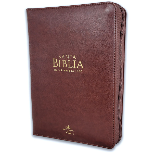 Biblia RVR1960 Clasica cafe oscuro im piel cierre 11pt