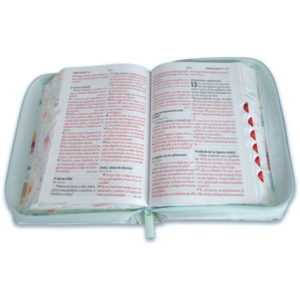 Biblia RVR1960 victoria flores azul c/p im piel índice cierre 12pt - Image 2