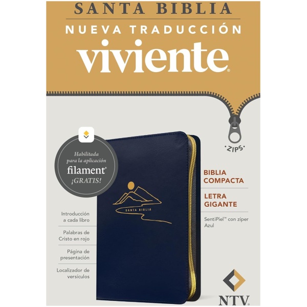 Biblia NTV compacta con filament azul sim piel lt gde cierre 10pt - Image 3