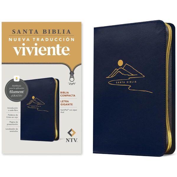 Biblia NTV compacta con filament azul sim piel lt gde cierre 10pt