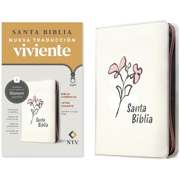 Biblia NTV compacta con filament beige sim piel lt gde cierre 10pt