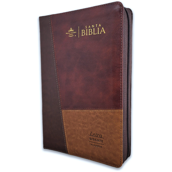 Biblia RVR1960 Iconic café café café im piel cierre índice 14pt