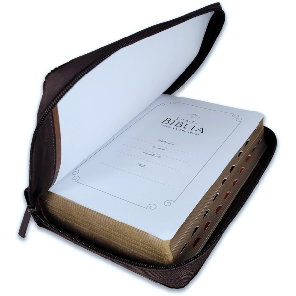 Biblia RVR1960 Iconic café café café im piel cierre índice 14pt - Image 2