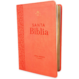 Biblia RVR1960 Corinto coral im piel 14pt