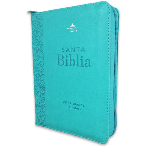Biblia RVR1960 compacta turquesa floral im piel cierre chica 12pt