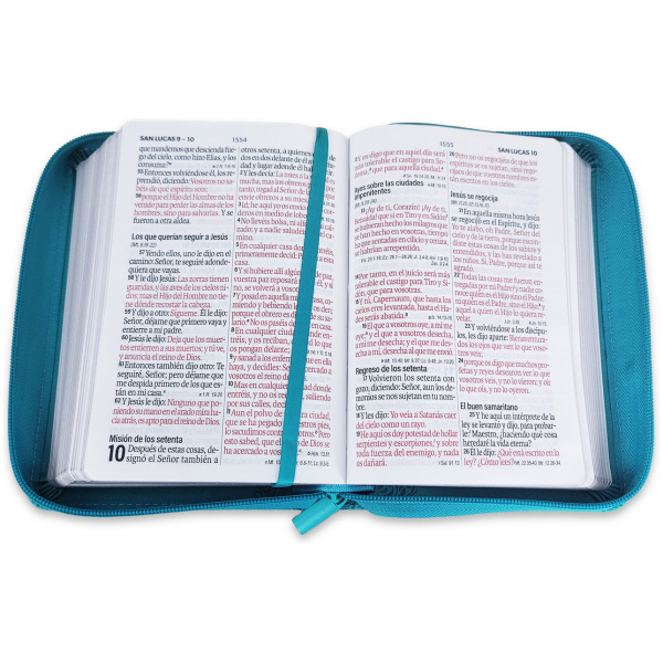 Biblia RVR1960 compacta turquesa floral im piel cierre chica 12pt - Image 2