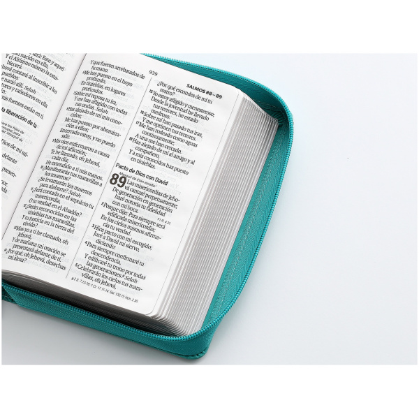 Biblia RVR1960 compacta turquesa floral im piel cierre chica 12pt - Image 3