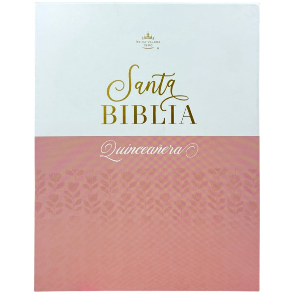 Biblia RVR1960 Quinceañera rosa blanco im piel índice cierre chica 10pt