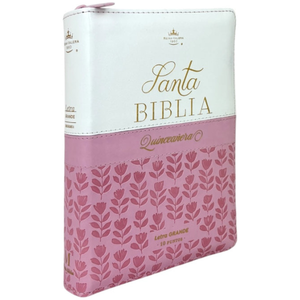 Biblia RVR1960 Quinceañera rosa blanco im piel índice cierre chica 10pt - Image 6
