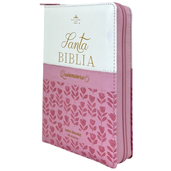 Biblia RVR1960 Quinceañera rosa blanco im piel índice cierre chica 10pt - Image 4