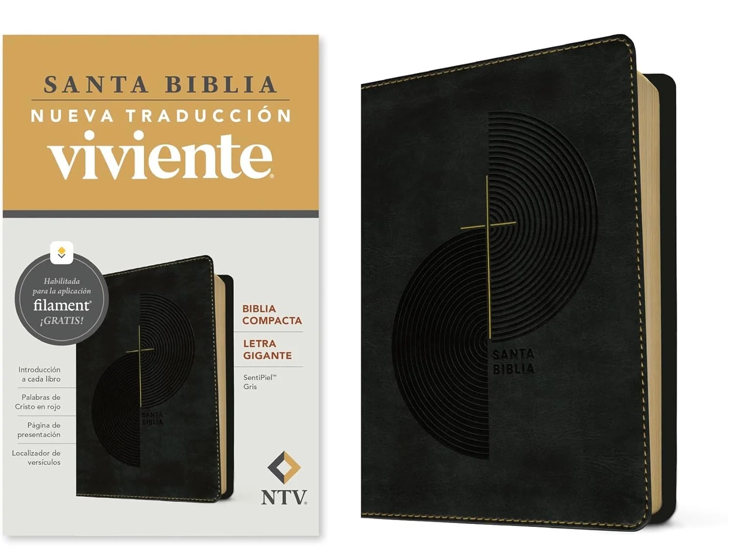 Biblia NTV compacta con filament gris sim piel lt gde 10pt