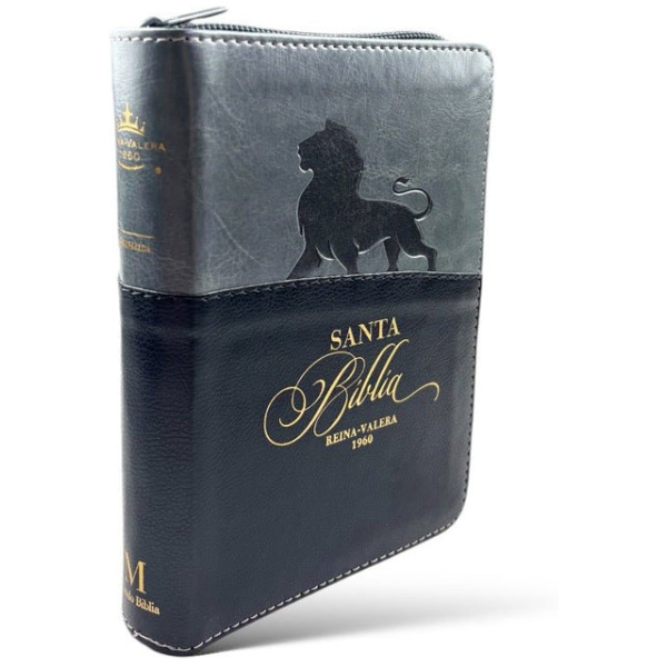 Biblia RVR1960 Expresion negro gris león im piel cierre índice bolsillo 8.5pt - Image 2