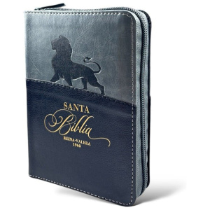 Biblia RVR1960 Expresion negro gris león im piel cierre índice bolsillo 8.5pt