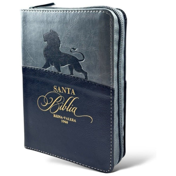 Biblia RVR1960 Expresion negro gris león im piel cierre índice bolsillo 8.5pt