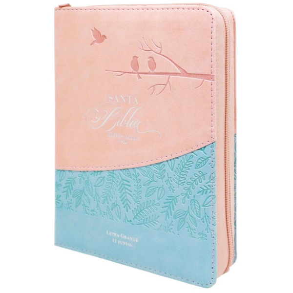 Biblia RVR1960 Entusiasmo rosa azul pajaros im piel cierre índice chica 11pt PJR - Image 3
