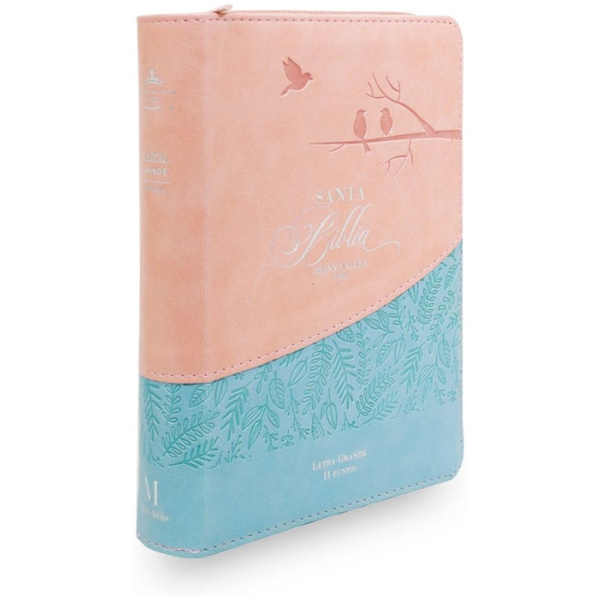 Biblia RVR1960 Entusiasmo rosa azul pajaros im piel cierre índice chica 11pt PJR - Image 2