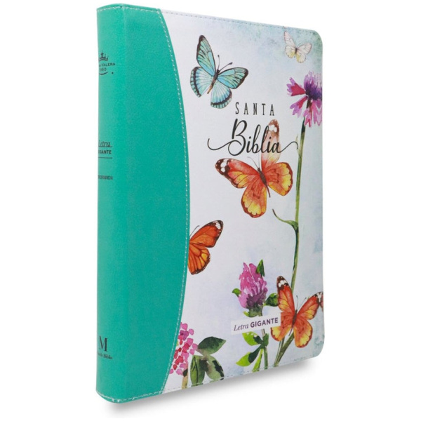 Biblia RVR1960 Maravilla mariposas turquesa im piel cierre índice 15pt 085PJR - Image 2