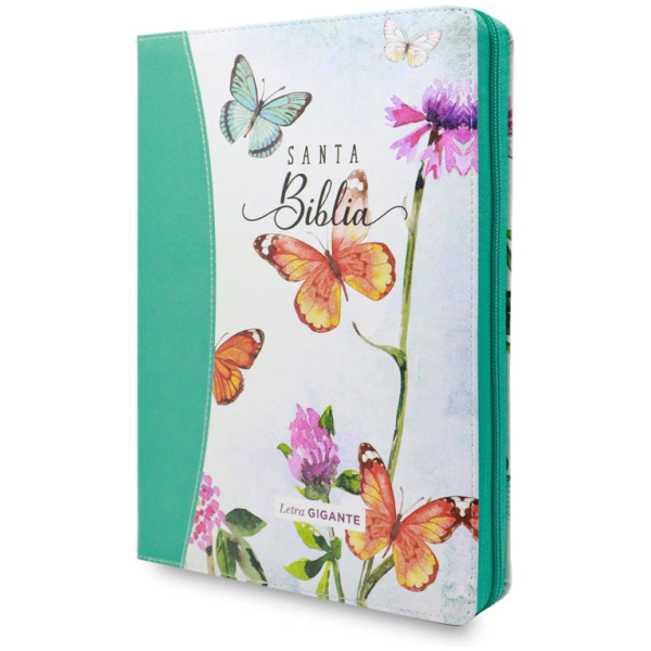 Biblia RVR1960 Maravilla mariposas turquesa im piel cierre índice 15pt 085PJR - Image 3
