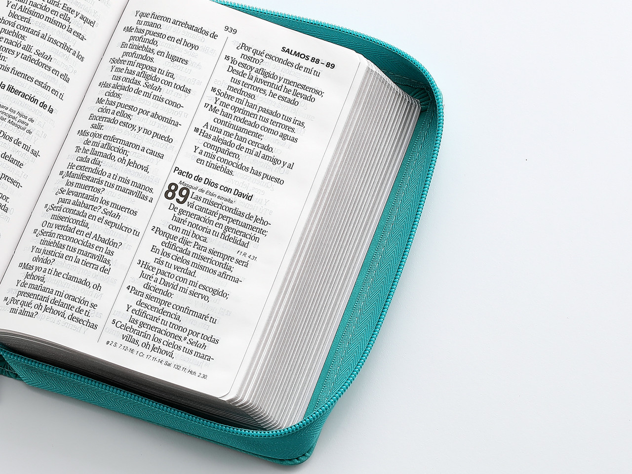 Biblia RVR1960 compacta turquesa floral im piel cierre chica 12pt