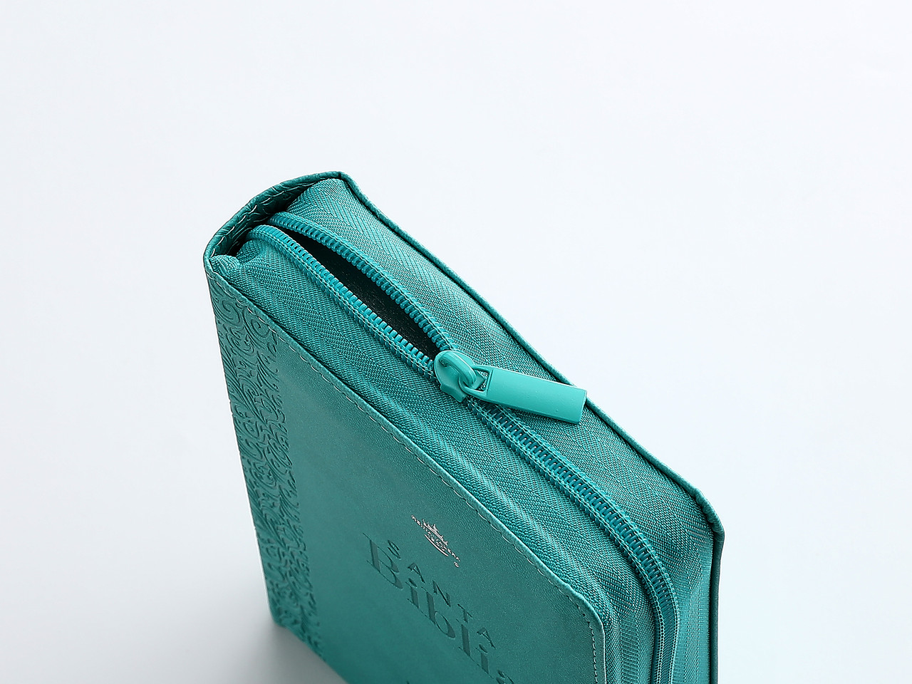 Biblia RVR1960 compacta turquesa floral im piel cierre chica 12pt