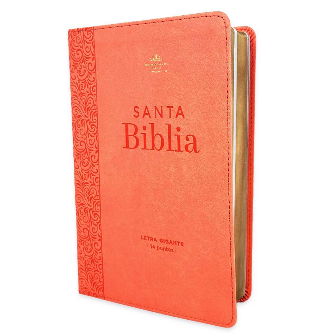 Biblia RVR1960 Corinto coral im piel 14pt