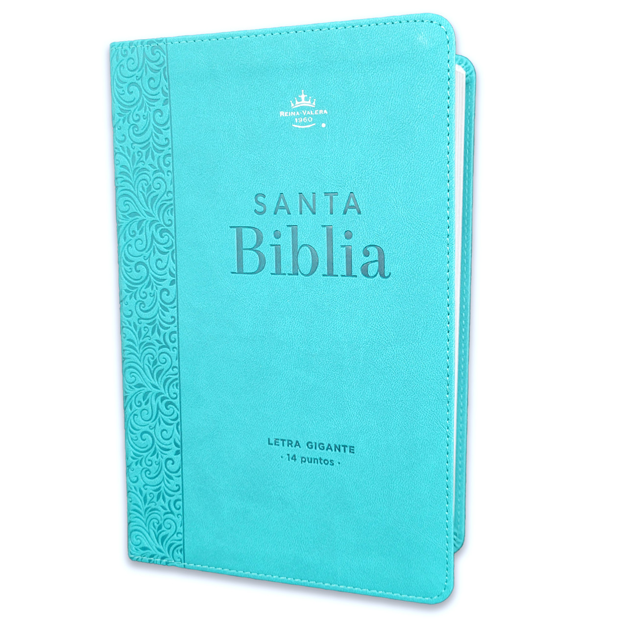 Biblia RVR1960 Corinto turquesa im piel 14pt