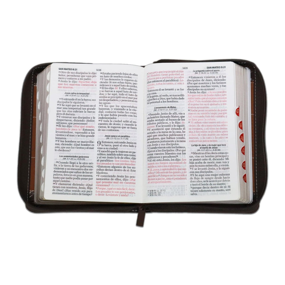 Biblia RVR1960 Entusiasmo café café café im piel cierre índice chica 11pt