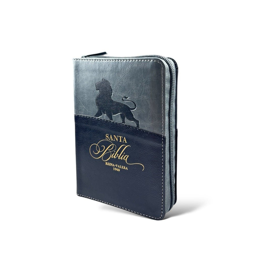 Biblia RVR1960 Expresion negro gris león im piel cierre índice bolsillo 8.5pt