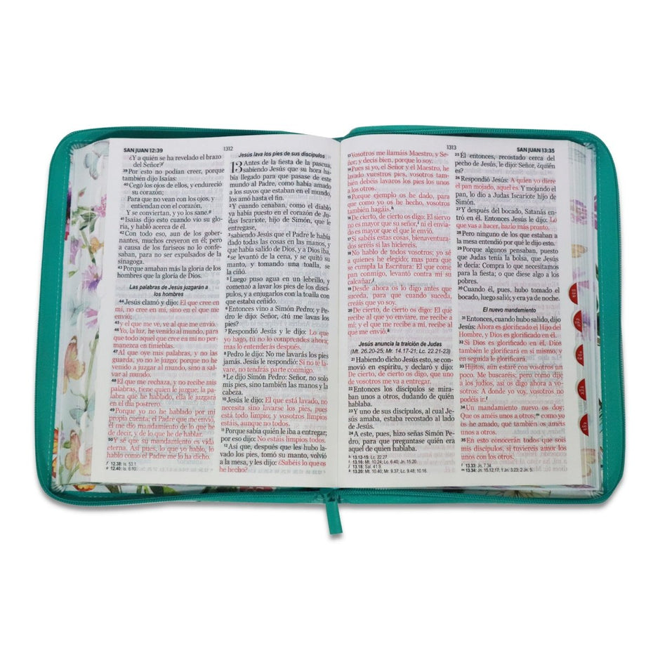 Biblia RVR1960 Maravilla mariposas turquesa im piel cierre índice 15pt 085PJR