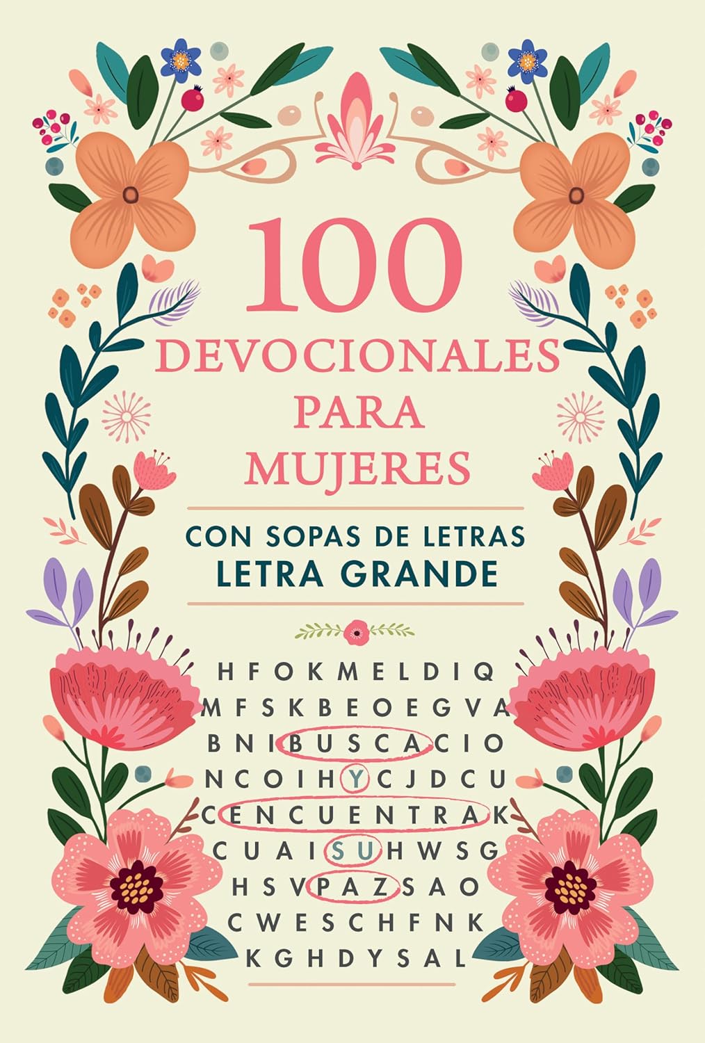 100 devocionales para mujeres con sopa de letras (letra grande)