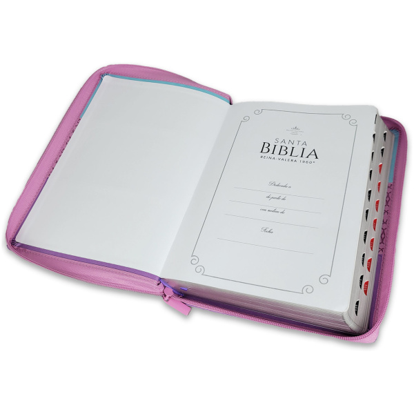 Biblia RVR1960 Tricolor azul/rosa/lila im piel cierre índice 15pt 085PRJ - Image 2