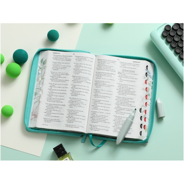 Biblia RVR1960 Pretty turquesa cto pintado im piel cierre índice manual 12.5pt - Image 4