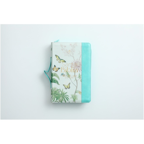 Biblia RVR1960 Pretty turquesa cto pintado im piel cierre índice manual 12.5pt