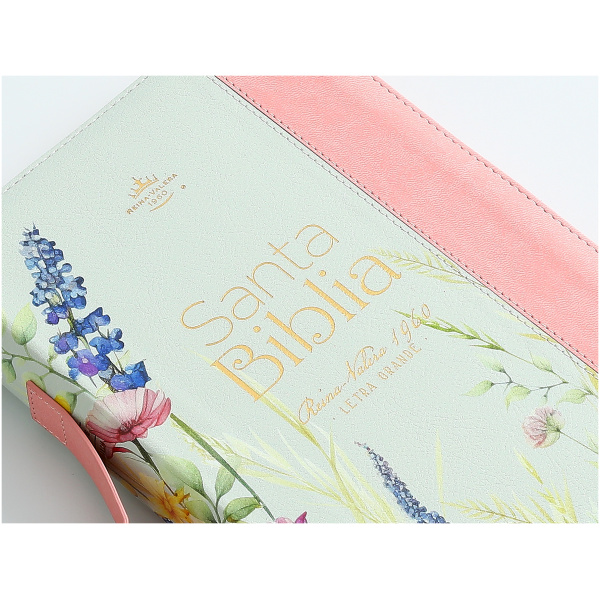 Biblia RVR1960 Pretty coral cto pintado im piel cierre índice TM 12.5P - Image 4