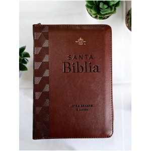 Biblia RVR1960 compacto cafe geometrico im piel cierre CH 12pt