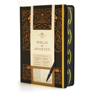 Biblia RVR1960 Apuntes negro oro cto pintado tapa dura manual 11p