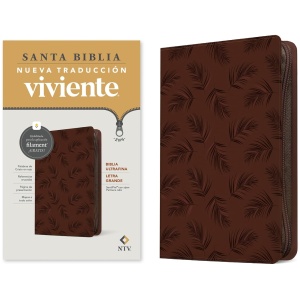 Biblia NTV Ultrafina con filament palmera café sim piel lt gde cierre 10.25pt