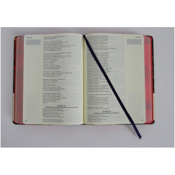 Biblia RVR1960 Apuntes azul oscuro flores cto pintado tapa dura manual 11p - Image 5