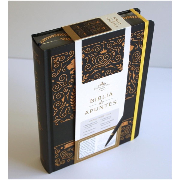 Biblia RVR1960 Apuntes negro oro cto pintado tapa dura manual 11p - Image 2