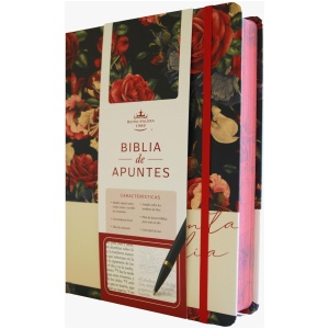 Biblia RVR1960 Apuntes azul oscuro flores cto pintado tapa dura manual 11p