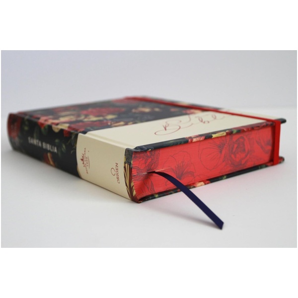 Biblia RVR1960 Apuntes azul oscuro flores cto pintado tapa dura manual 11p - Image 6