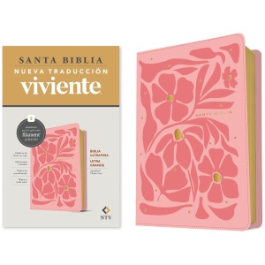 Biblia NTV Ultrafina con filament flores rosa sim piel lt gde 10.25pt