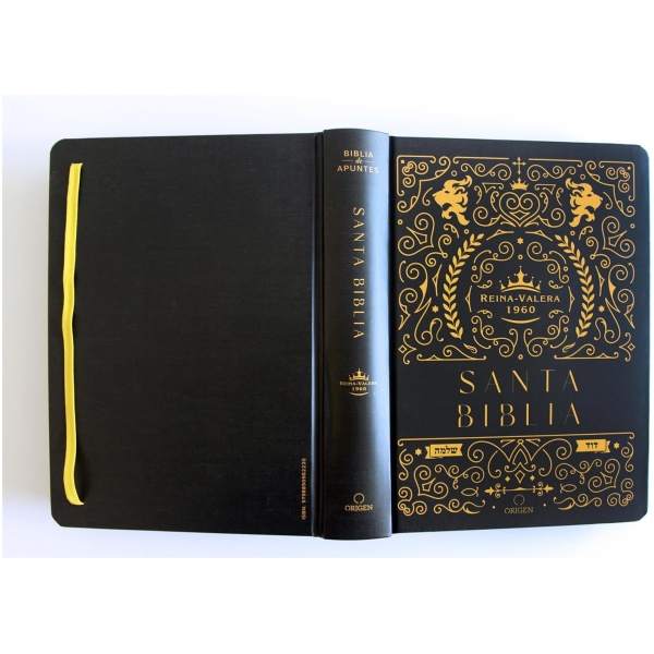 Biblia RVR1960 Apuntes negro oro cto pintado tapa dura manual 11p - Image 5