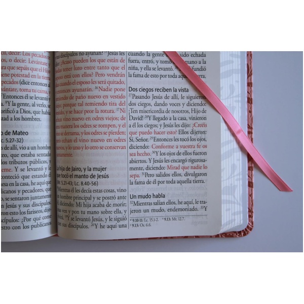 Biblia RVR1960 letra gigante rosada flores cto pintado im piel manual 14p - Image 7