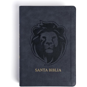 Biblia RVR1960 letra grande ed esp ceniza leon im piel manual 12pt