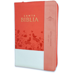 Biblia RVR1960 Inspiracion pajaros coral bco im piel cierre índice TM 12.5pt