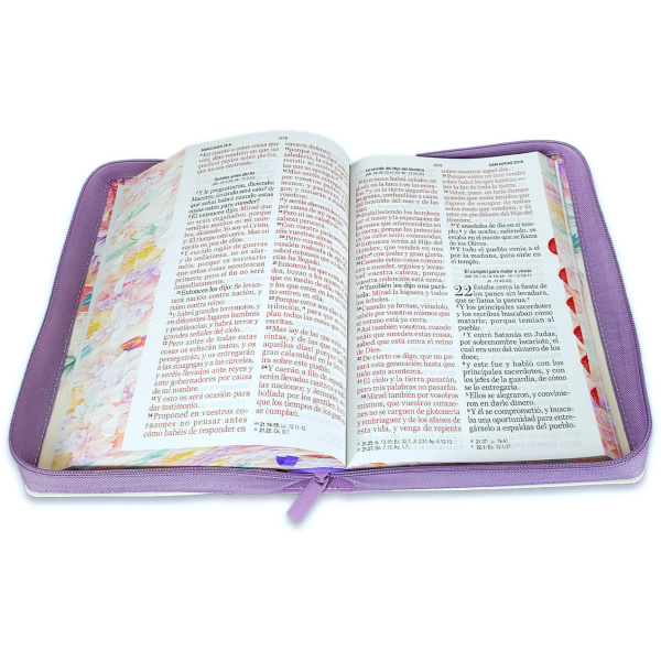 Biblia RVR1960 Jardin lila cto pintado im piel cierre índice manual 14pt - Image 3