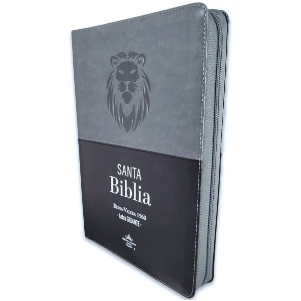 Biblia RVR1960 Expresate Leon negro/gris im piel cierre índice GI 15pt 085PRJ